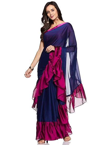 Womanista crepe with blouse piece Saree