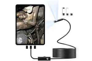 AOJO Borescope Camera with Light,Dual Lens Endoscope Camera for iPhone Android Phone,Industrial Endoscope 16.4ft IP67 Waterproof Snake Camera for Inspection