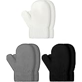 SATINIOR 3 Pairs Toddler Magic Stretch Mittens Little Girls Soft Knit Mitten Baby Boys Winter Knitted Gloves