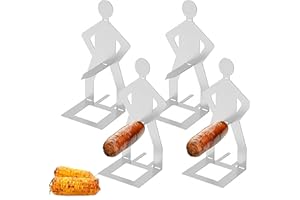 RJDJDLXM 4pcs Funny Man Shaped BBQ Hot Dog Holder, Camping and Picnic or Portable Gas Grill Rack Accessories, Stainless Steel