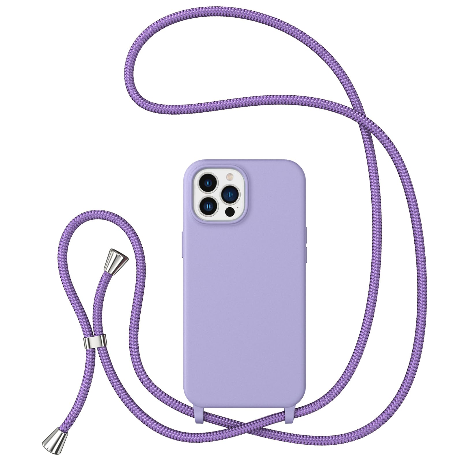 ZTOFERA Crossbody Lanyard Case for iPhone 15 Pro (6.1-Inch), Liquid Silicone Protective Phone Case with Strap Adjustable Neck Cord Necklace Soft Cover, Violet — image 1
