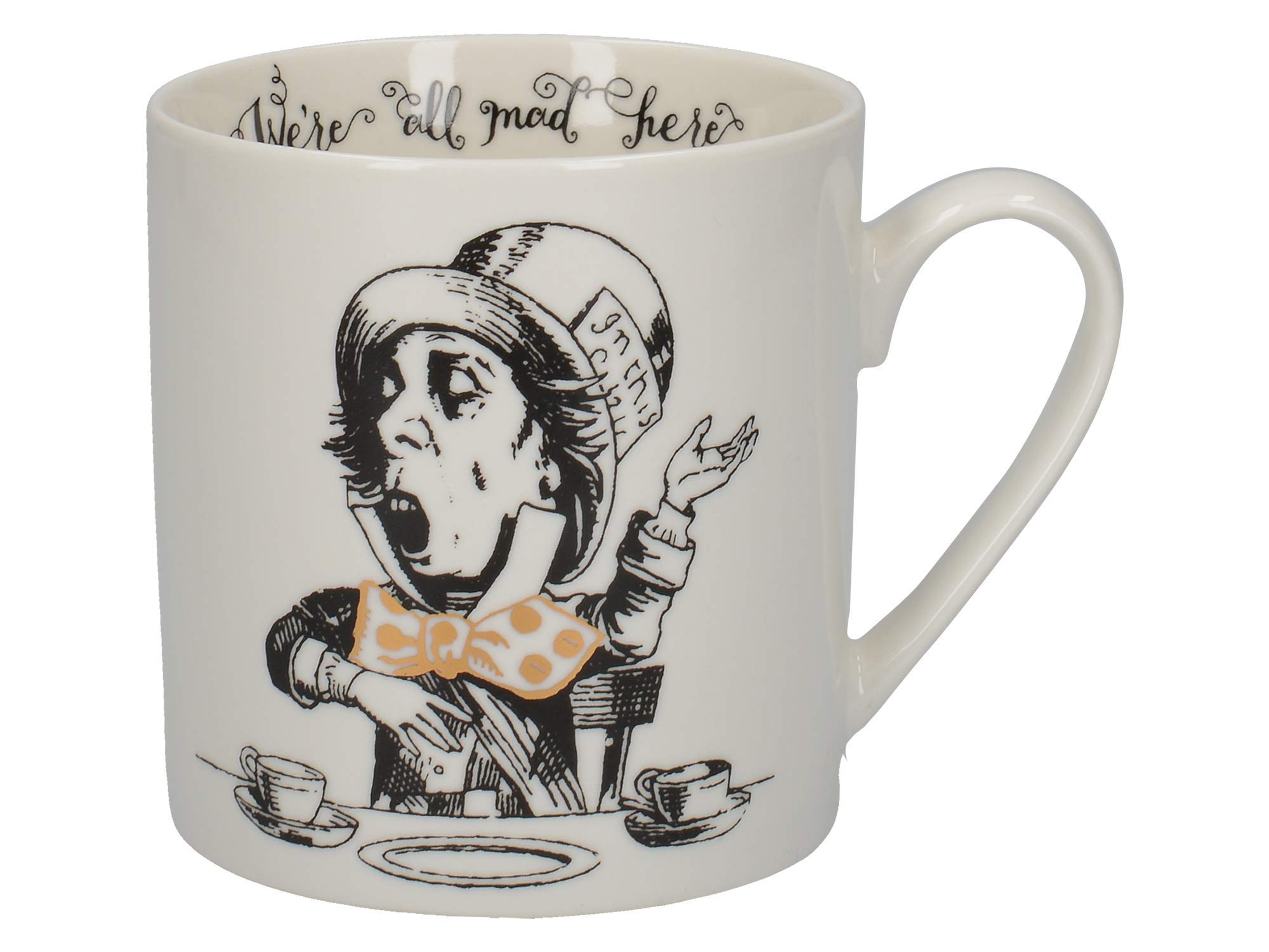 V&A C000049 Alice in Wonderland Mug in Gift Box, 'Mad Hatter' Design, Fine China, White, 350 ml