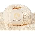 GISIMO 100% Merino Wool Yarn, 6-Ply Luxurious and Soft Yarn for Hand Knitting & Crocheting, 1.76 OZ/50g, 127 yds/116 meters (Ivory, 1 ball)