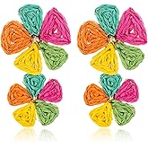 QLYOVWE Raffia Flower Earrings for Women Handmade Boho Straw Round Drop Earrings Tropical Colorful Floral Earring Summer Beach Vacation Jewelry