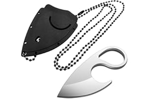 LFHC Small EDC Neck Knife with Sheath and Necklace - Mini Full Tang Tactical Fixed Blade Knives - Cute Pocket Knife Perfect Cutting for Outdoor Camping, Hiking, Backpacking, Every Day Carry (White)