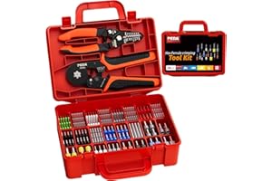 PEBA Ferrule Crimping Tool, with 24 Types of Wire Ferrules/Twin Ferrules Connectors and AWG 28-7 Self-Adjusting Crimping Pliers, Wire Stripper | Hexagonal Crimper for Insulated/Uninsulated Ferrules