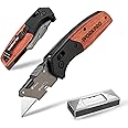 WORKPRO Folding Utility Knife, Razor Blade Knife with Axis Lock, Quick ...