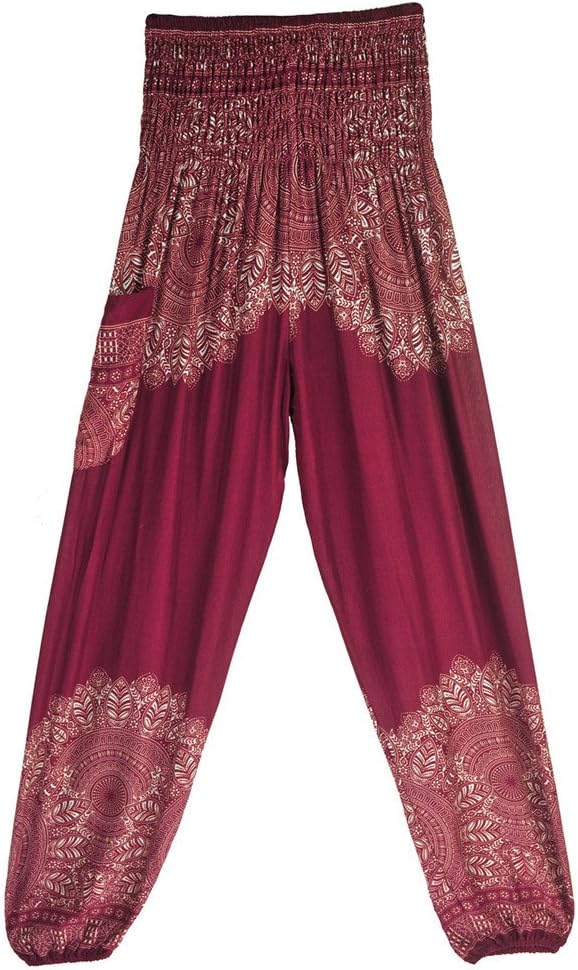 iYBUIA Women Casual Peacock Print Summer Loose Yoga Trousers Baggy Boho Aladdin Jumpsuit Harem Pants