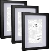 YiPinYin Black 8x6 Inch Picture Frame Set of 3 with Mount Perspex Boxed Gallery