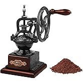 XINQUILIFY Manual Burr Coffee Grinder | Vintage Style, Wooden, Hand Crank, Home