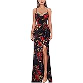 VFSHOW Womens Sexy Formal Ruched Fitted High Slit Bodycon Maxi Dress Spaghetti Strap Sweetheart Cocktail Prom Evening Gown