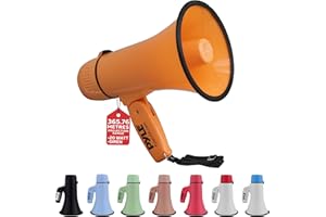 Pyle Megaphone, 20W Portable Bullhorn Speaker - Compact and Powerful Loud Speaker, Features Volume, Record, Siren and Music C