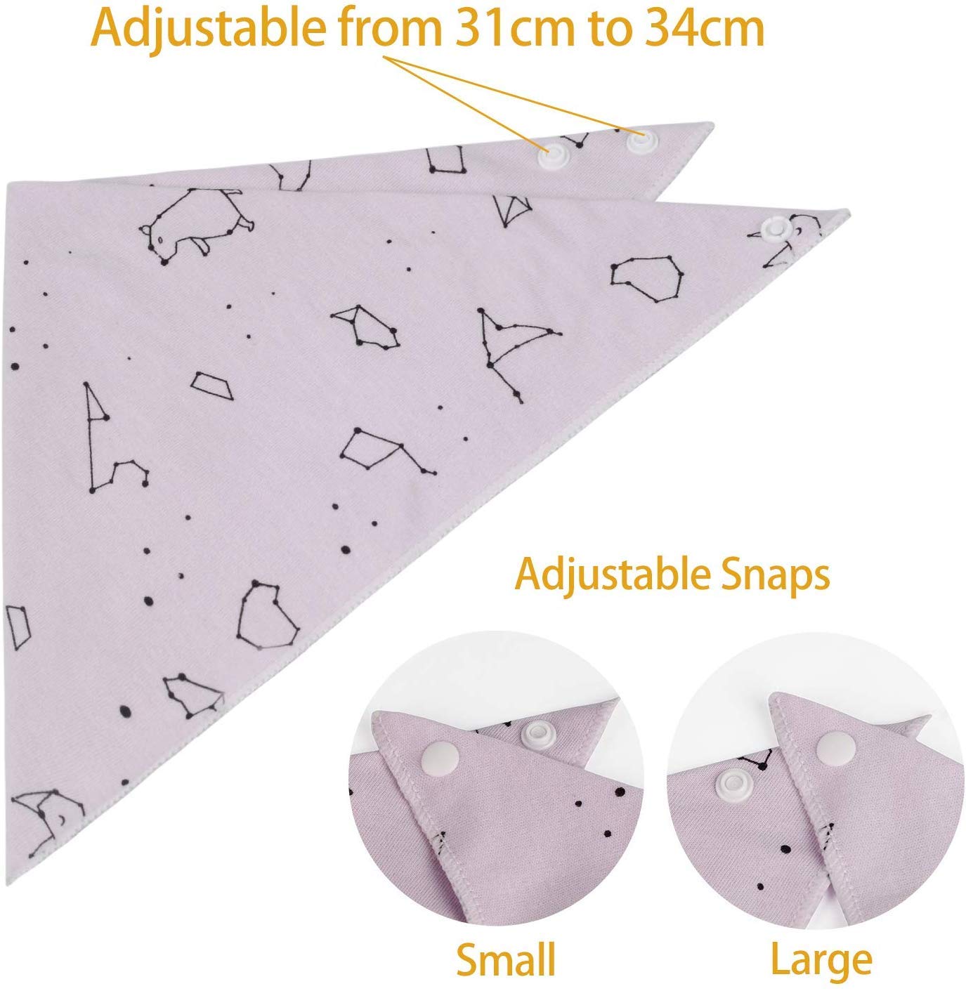 Viedouce Baby Bandana Drool Bibs 100% Organic Cotton Baby Burp Cloths with Adjustable Snaps, Neutral Set of 9: Baby