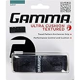 GAMMA Sports Tennis Racquet Ultra Cushion Replacement Grip &ndash; Contoured Multi Black with Textured Perforations for Enhanced Absorption, Comfort, and Control