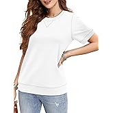 Elesomo Womens Sweatshirts Short Sleeve Cotton Casual Pullover Sweat Shirt Fall Outfits