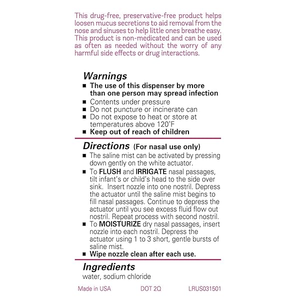 LITTLE REMEDIES STERILE SALINE NASAL MIST, SAFE FOR NEWBORNS, 3 OZ