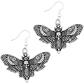 HAQUIL Deathhead Hawkmoth Skull Dangle Drop Earrings for Women, Zinc, Skull Jewelry Gift