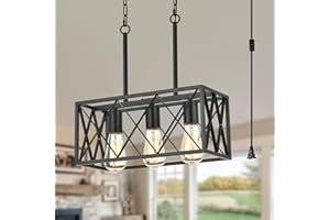 MUEOF Black Plug in Pendant Light，3-Light Dining Room Light Fixture Over Table,Plug in Ceiling Light for Kitchen Sink，Industrial Metal Kitchen Pendant Lighting Over Island.