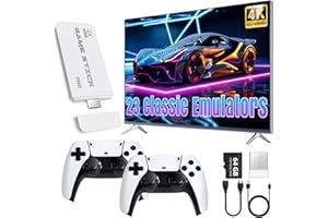 XISKT Retro Gaming Stick,Support 23 Emulators,Retro Gaming Console 64GB TF Card,Dual 2.4GHz Wireless Controllers,Game Stick 4K HDMI Plug and Play Video Games for TV