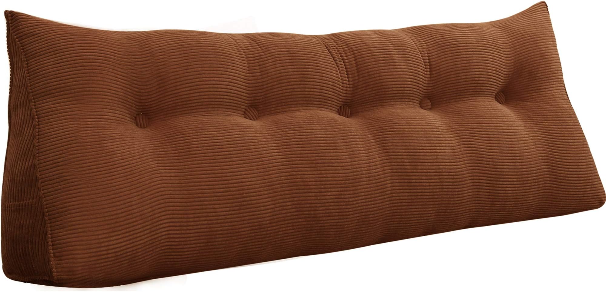 VERCART Sofa Bed Large Filled Triangular Wedge Cushion Bed Backrest Positioning Support Reading Pillow Office Lumbar Pad with Removable Cover Coffee 59x7.9x19inch