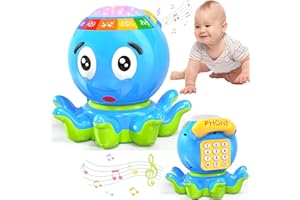 Wanonoo Crawling Musical Baby Octopus Tummy Time Toys 0-6 6-12 Months Light Up Animal Infant Dancing Walking Baby Toy 9-12-18 Month Educational Gift for 1 Year Old Girl Boy Toddler Toys Age 0-2