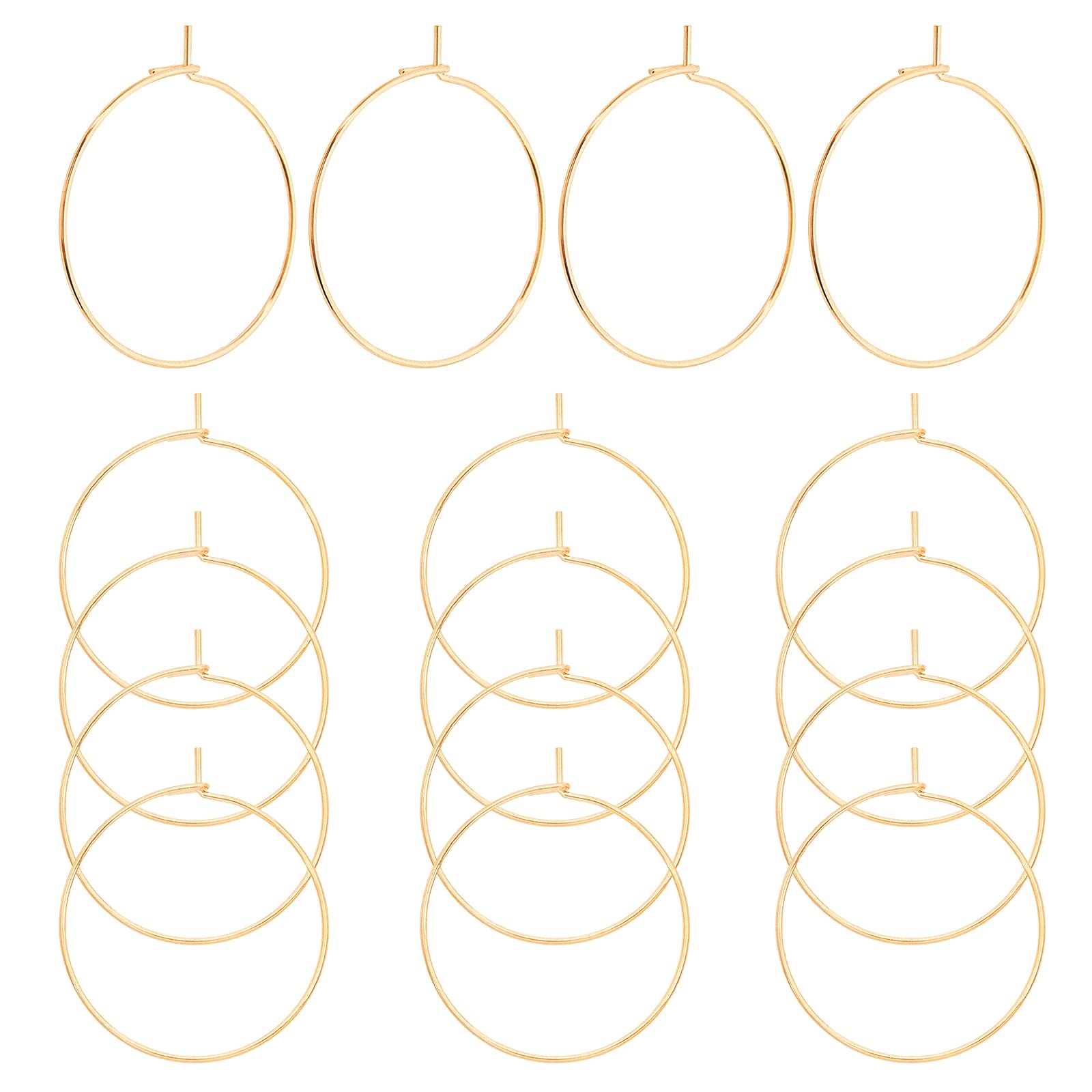 UNICRAFTALE 50pcs 25mm Golden Wine Glass Charms Rings 304 Stainless Steel Hoop Earring Findings 0.6mm Pin DIY Material Earring Beading for Women Basketball Wives Hoop Earrings Making