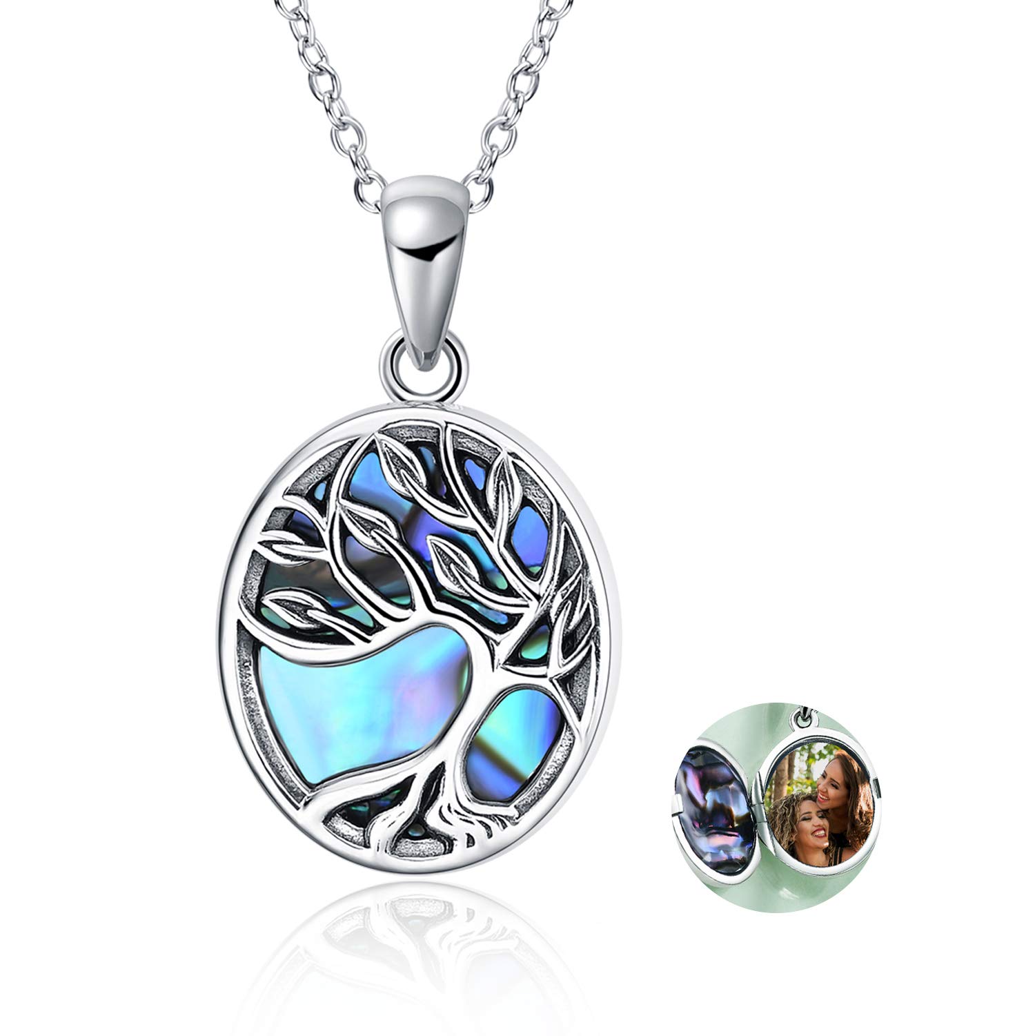 YAFEINI Tree of Life Locket Necklace Sterling Silver That Holds Pictures Pendant for Women Wife Girlfriend