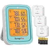 TempPro TempAir 500FT Indoor Outdoor Thermometer Wireless with 3 Sensors | Temperature and Humidity Gauge Monitor for Home Greenhouse Garage RV, Batteries Included, Room Thermometer Inside Outside