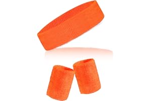 Sucrain 3 Pieces Sweatbands Set, 1 Pieces Sports Headband and 2 Pieces Wristbands, Wicking Sweat Head Band for Men Women Outfit Sport