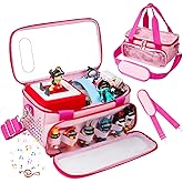 Sambois Carrying Case Compatible with Toniebox Starter Set with Audio Play Side, Portable Organizer Case for Tonies Figures Storage with Elastic Band& Clear Window for Character Display (Pink)