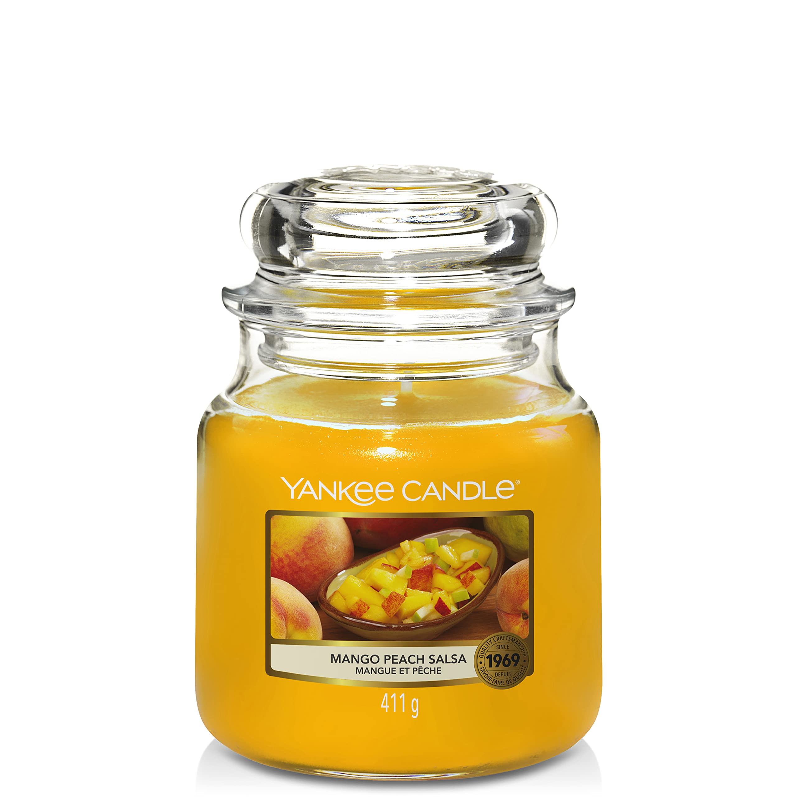 Yankee Candle Scented Candle | Mango Peach Salsa Medium Jar Candle| Burn Time: Up to 75 Hours