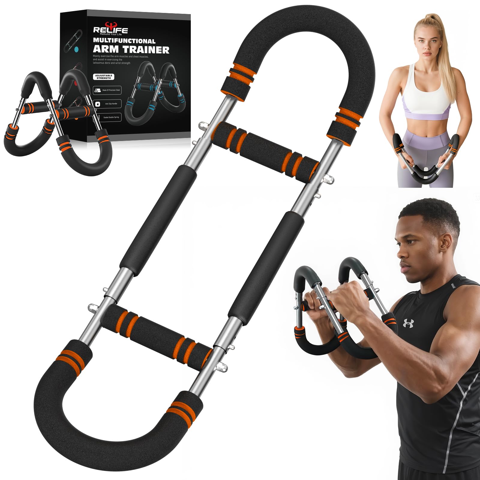 Photo 1 of Relife Twister Arm Trainer,40-130lbs Arm Trainer for Forearms & Chest Muscle Training Workout,Adjustable Spring Resistance Chest Exercise, Portable Home Gym Strength Equipment for Men & Women
