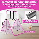 FINGER TEN Foldable Gymnastics Bar for Kids 35-51 in Adjustable Height Pink Blue view 5