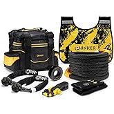BUNKER INDUST Recovery Kit, 1"×30ft Kinetic Recovery Rope + 2 Soft Shackles + Recovery Ring+ Shackle Hitch Receiver + Winch Dampener+ Gloves+ Carry Bag, Off Road 4x4 Recovery Gear Winch Accessories