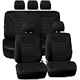 FH Group Car Seat Covers Full Set 3D Air Mesh - Universal Fit, Automotive , Low Back Seat Cover, Airbag Compatible, Split Bench Rear Seat, Washable for SUV, Sedan Black