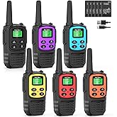 MaxTalker Walkie Talkies Long Range for Adults, Rechargeable Walkie Talkies 6 Pack with 22 FRS Channels, 2 Way Radios, NOAA, Li-ion Battery, LED Flashlight, VOX Gift for Family Hiking Camping