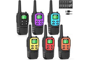 MaxTalker Walkie Talkies Long Range for Adults, Rechargeable Walkie Talkies 6 Pack with 22 FRS Channels, 2 Way Radios, NOAA, Li-ion Battery, LED Flashlight, VOX Gift for Family Hiking Camping
