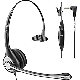 Wantek 2.5mm Telephone Headset with Mic Noise Cancelling, Office Phone Headset Compatible with AT&T ML17929 Panasonic Vtech RCA Uniden Cisco SPA Grandstream Polycom Cordless Dect Phones(A600F)