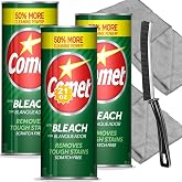 Cleaning Bundle: Comet Powder Cleanser with Bleach, 21 oz Bottles, 3 Pack + 2 Microfiber Cloths + 1 Narrow Brush