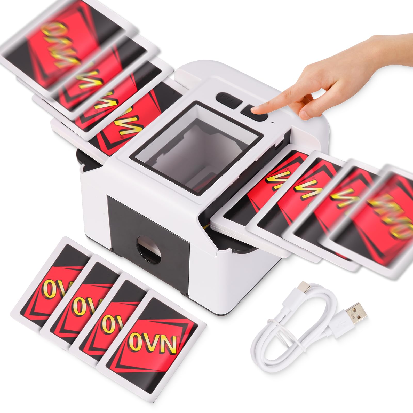 Photo 1 of Rechargeable Automatic Card Shuffler for 2 Decks, 2000mAh Built in Battery USB-C Charge, Low Noise Fast Shuffle, Smart Auto Shuffler for UNO Poker Blackjack Skip-Bo Texas Hold'em Canasta Skyjo(White)