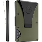 The Ridge Wallet - Slim Minimalist Compact Wallet and Card Holder| RFID Protected Front Pocket Wallets | Integrated Money Clip | Matte Olive Titanium