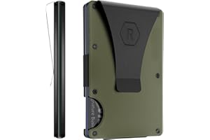 The Ridge Wallet - Slim Minimalist Compact Wallet and Card Holder| RFID Protected Front Pocket Wallets | Integrated Money Clip | Matte Olive Titanium