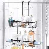 Over the Door Shower Caddy Hanging: No Drill Rustproof Shower Organizer | Includes Hooks &amp; Soap Holders for Shampoos, Conditioners and Bathroom Essentials, Anti-Slip for Any Shower Room