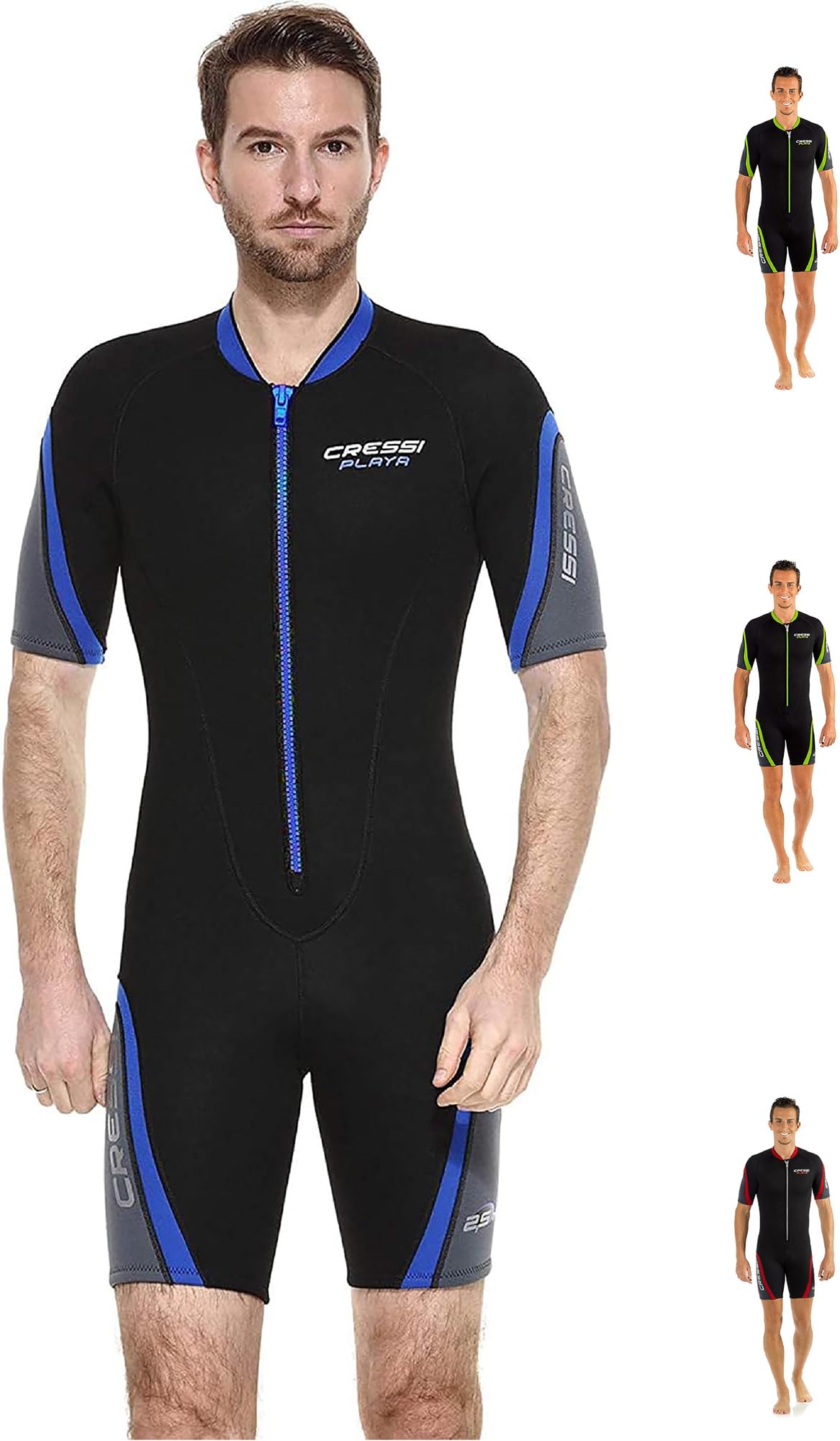 Cressi Playa Man Shorty Wetsuit - Shorty Men's 2.5mm High Elasticity Neoprene Wetsuit, Black/Blue, L