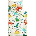 Wake In Cloud - Nap Mat with Removable Pillow for Kids Toddler Boys Girls Daycare Preschool Kindergarten Sleeping Bag, Dinosaurs Printed on Ivory Cream, 100% Cotton with Microfiber Fill