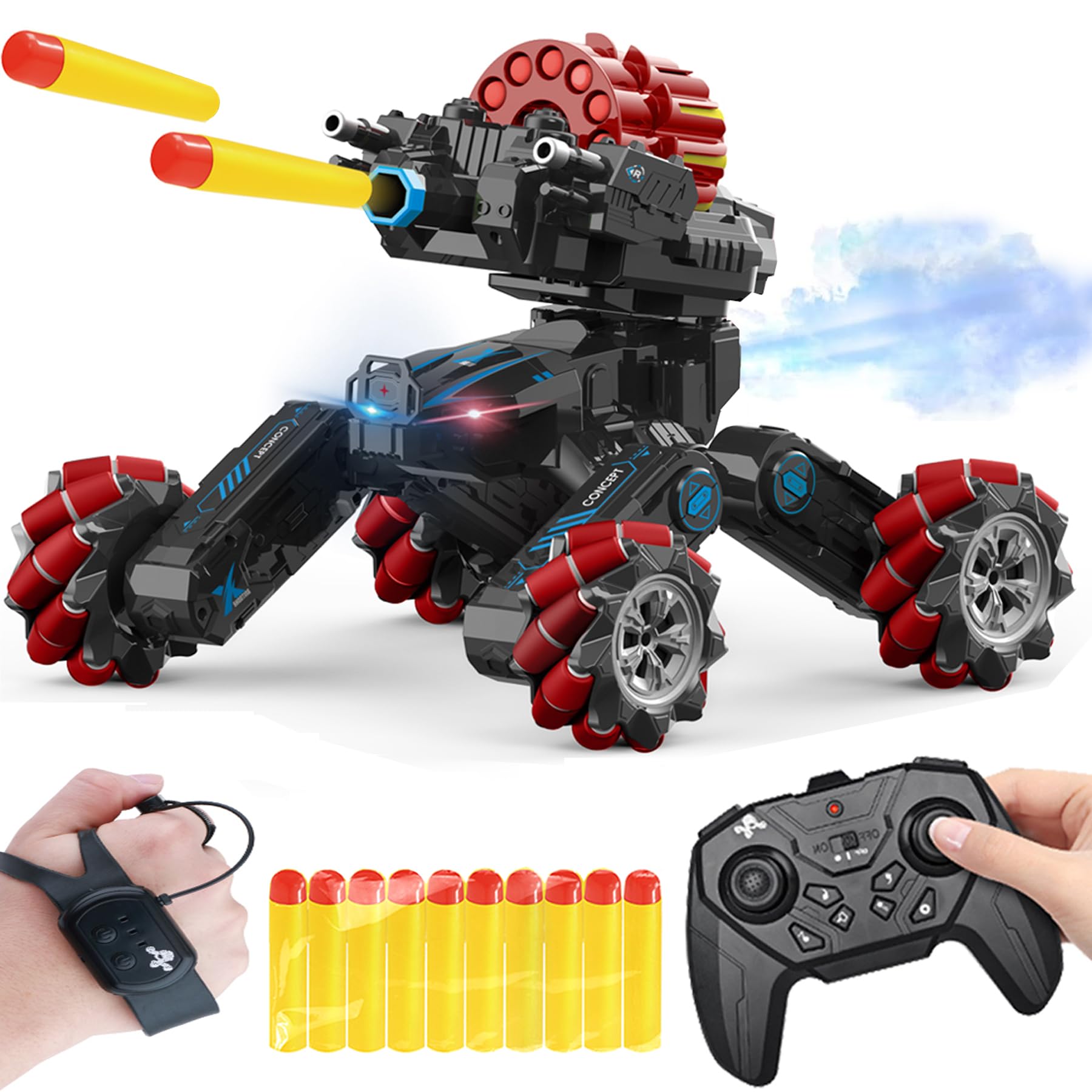 Photo 1 of BIWASE RC Cars-Best Gifts for Boys Age 8-12,Big Size DIY Hand Controlled Gesture Sensing Stunt Remote Control Battle Tank Car with Soft Bullets,Birthday Presents for Kids 7 8 9 10 11 Year Old