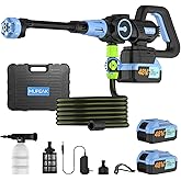 MUPEAK Brushless Cordless Pressure Washer, 1500PSI Portable Power Washer with 2 Rechargeable & Removable Batteries, 3 Adjustable Modes/6 in 1 Nozzle, Battery Operated Pressure Washer for Car, Blue