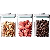 Hontent Pop Food Storage Containers Set Airtight Food Storage Containers with Pop Lids, Kitchen Pantry Organization and Storage, Cereal, Rice, Flour, Pasta & Snack Container, BPA Free, 3 x 1.2Qt