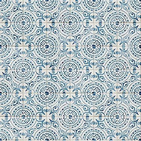 Amazon Co Jp Hatte Me Remake Sheet Removable Antique Tile Pattern Blue 25 6 X 3 3 Ft 65 Cm X 1 M Size Diy Tools Garden