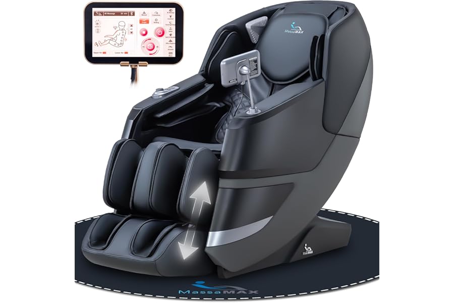 MassaMAX MT339 4D Massage Chair, Full Body Shiatsu Recliner with Auto Extendable Footrest, Zero Gravity, SL Track, Deep Yoga Stretch,15 Modes, AI Voice Control, Foot Rollers, and Heating (Deep Black)